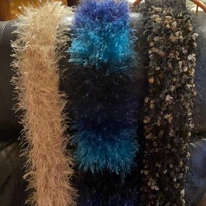 Three scarfs for the price of one,Tan,blue,black an tan